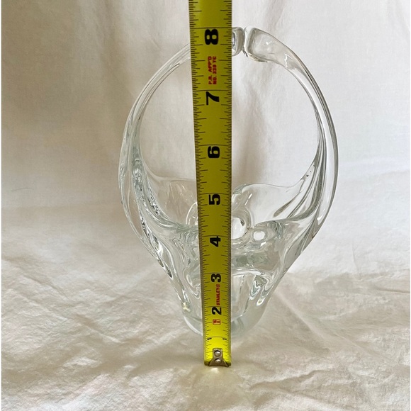 Murano Hand Blown Crystal Clear Glass Basket -  Collectible Glass - Picture 7 of 10